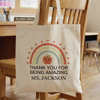 Dank Je Leraar Waardering Pastel Regenboog Tote Bag