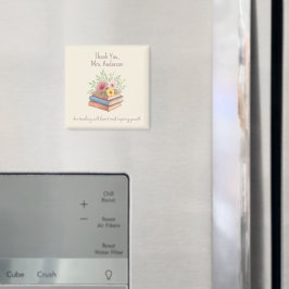 Dank je leraar - Waterverf Boeken & Bloemen - Magneet