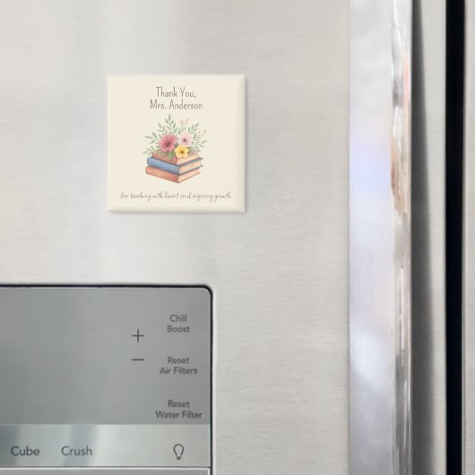 Dank je leraar - Waterverf Boeken & Bloemen - Magneet (Insitu (Koelkast))