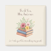 Dank je leraar - Waterverf Boeken & Bloemen - Magneet (Voorkant)