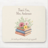 Dank je leraar - Waterverf Boeken & Bloemen - Muismat (Voorkant)