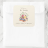 Dank je leraar - Waterverf Boeken & Bloemen - Vierkante Sticker (Tas)