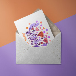 Dank je Leuk retro krabbelbloemen Briefkaart