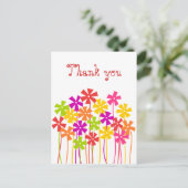 Dank je Leuke roze gele oranje simpele bloemen Briefkaart (Staand voorkant)