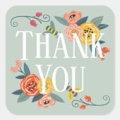 Dank je | Levendige Bloemen Wildbloemen & Honingbi Vierkante Sticker (Voorkant)