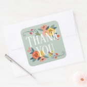 Dank je | Levendige Bloemen Wildbloemen & Honingbi Vierkante Sticker (Envelop)