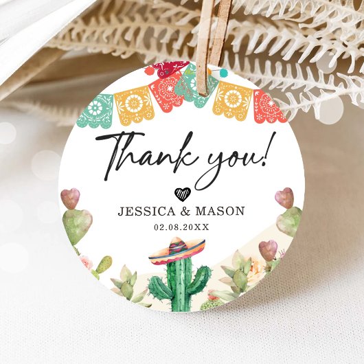 Dank je liefde en dank  Fiesta Cactus Bruiloft Bedankjes Labels