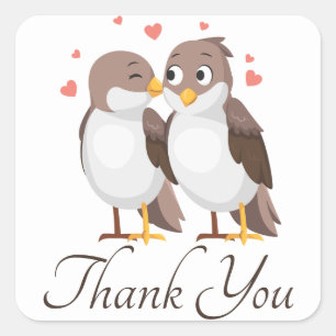 Dank Je Liefdesvogels Bruin & Wit Trouw Vogels Vierkante Sticker