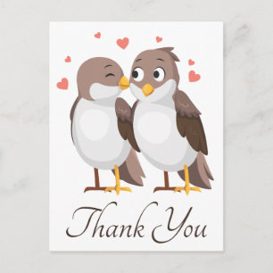 Dank Je Liefdesvogels Bruin & Witte Trouwvogels Briefkaart