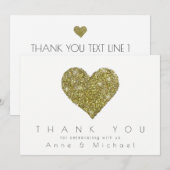 dank je , liefje hart en paar initialen , elegant kaart (Voorkant / Achterkant)