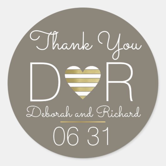 dank je . liefje hart . romantische bruiloft gunst ronde sticker (Voorkant)