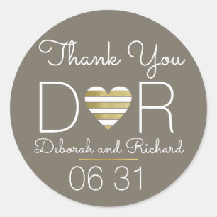 dank je . liefje hart . romantische bruiloft gunst ronde sticker