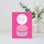 Dank je, lieve cupcake, roze briefkaart (Staand voorkant)