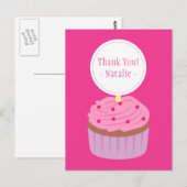 Dank je, lieve cupcake, roze briefkaart (Voorkant / Achterkant)