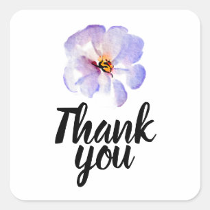 Dank Je Lieve Lavendel Blauwe Aquarel Bloem Vierkante Sticker