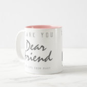 Dank je, lieve vriend tweekleurige koffiemok (Voorkant links)