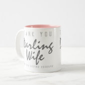 Dank je, lieve vrouw tweekleurige koffiemok (Voorkant links)