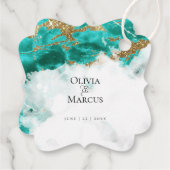 DANK JE LIEVELINGSTAG | Turquoise Waterverf Geode Bedankjes Labels (Achterkant)