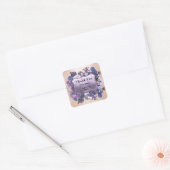Dank je Lijst Roos Floral Lijst Paars Vierkante Sticker (Envelop)