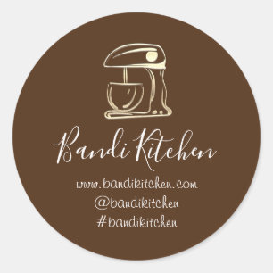 Dank je Logo Kitchen die Robot Chef Brown koken Ronde Sticker