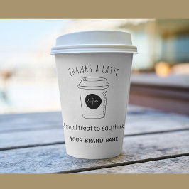 Dank je, logo van een koffiezaak met veel letters vierkante sticker
