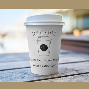 Dank je, logo van een koffiezaak met veel letters vierkante sticker