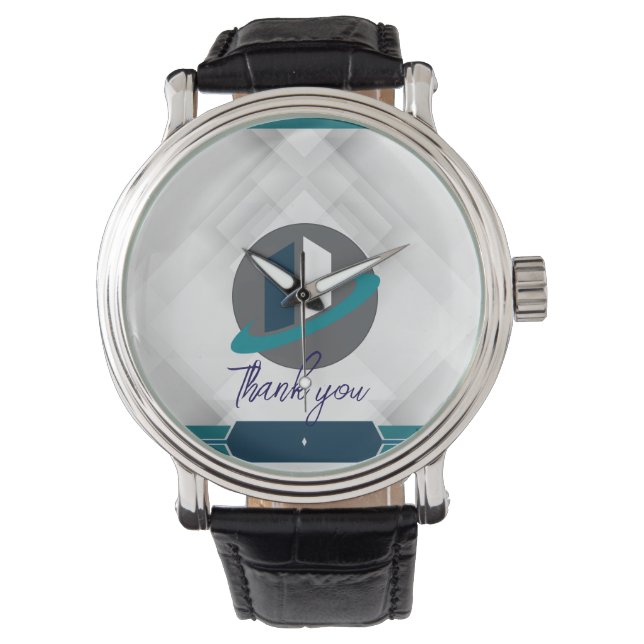 Dank je & Logo wit Horloge (Voorkant)