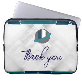 Dank je & Logo wit Laptop Sleeve