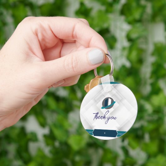 Dank je & Logo wit Sleutelhanger (Hand)