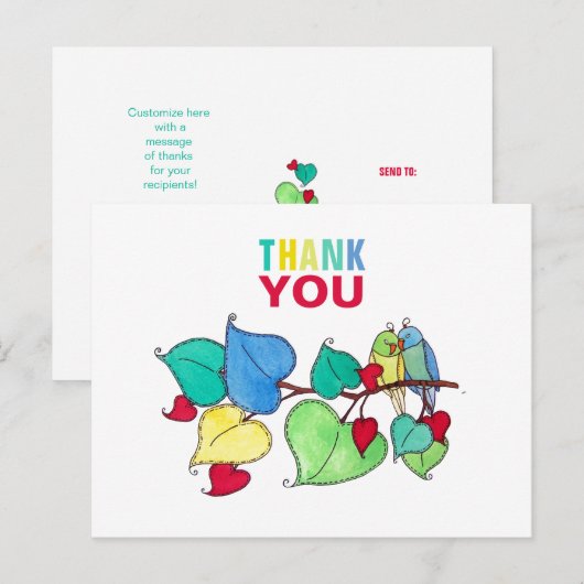 Dank je Lovebirds Briefkaart (Voorkant / Achterkant)