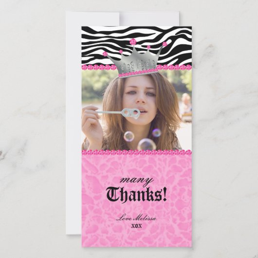 Dank je luipaard zebra Kantelen Kroon Juwelen Swee Bedankkaart (Voorkant)