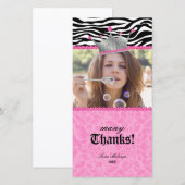 Dank je luipaard zebra Kantelen Kroon Juwelen Swee Bedankkaart (Voorkant / Achterkant)