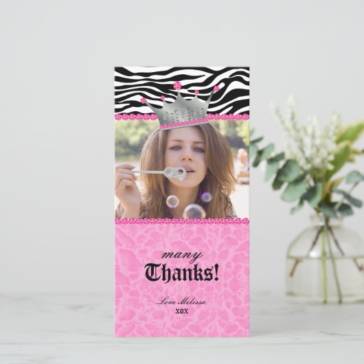 Dank je luipaard zebra Kantelen Kroon Juwelen Swee Bedankkaart (Staand voorkant)