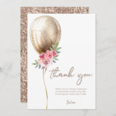 Dank je Luxe Beige Ballon Bedankkaart (Voorkant / Achterkant)