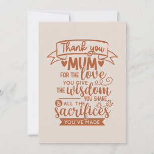 Dank Je Maa Voor De Liefde Die Je Gee De Wijsheid  Feestdagenkaart