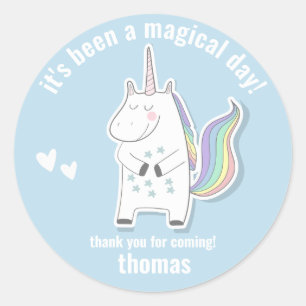 Dank je, Magische Dag, Cute Unicorn Kinderen van z Ronde Sticker