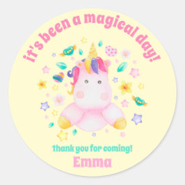 Dank je, Magische Dag, Cute Unicorn Kinderen van z Ronde Sticker