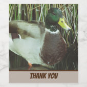 Dank je Mallard Duck Foto Natuur Lake Bird Wijn Etiket (Enkel label)