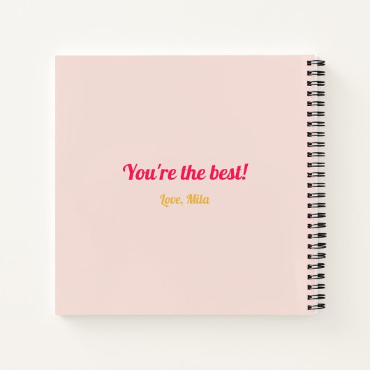 Dank je mam met hart roze notitieboek (Achterkant)