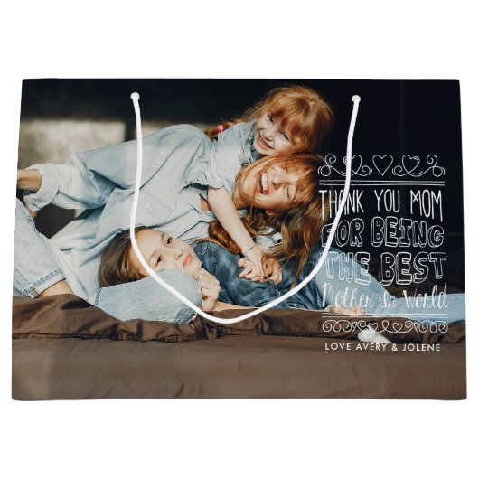 Dank je, mam | Moederdag Foto Geschenkzak Groot Cadeauzakje (Voorkant)