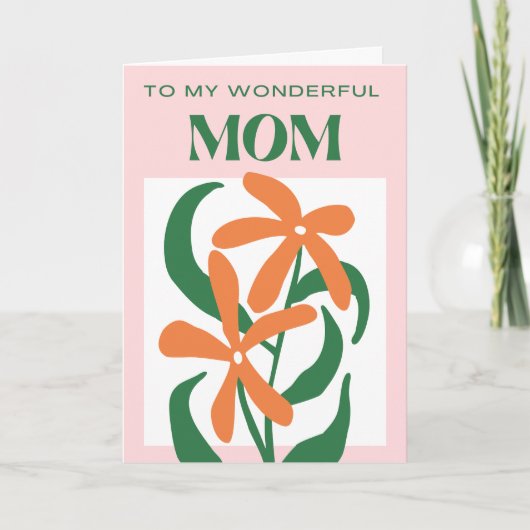 Dank je mam sinaasappel minimal modern bloemen kaart (Voorkant)