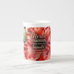 Dank je, mama   Elegant bloemendesign Porselein Kop
