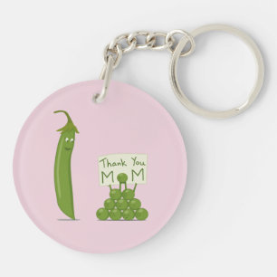Dank je, mama groet met peapod en erwten sleutelhanger
