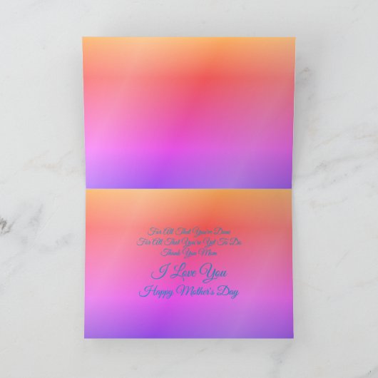 Dank je mama Rainbow Orchid Flower Moederdag Kaart (Binnen)