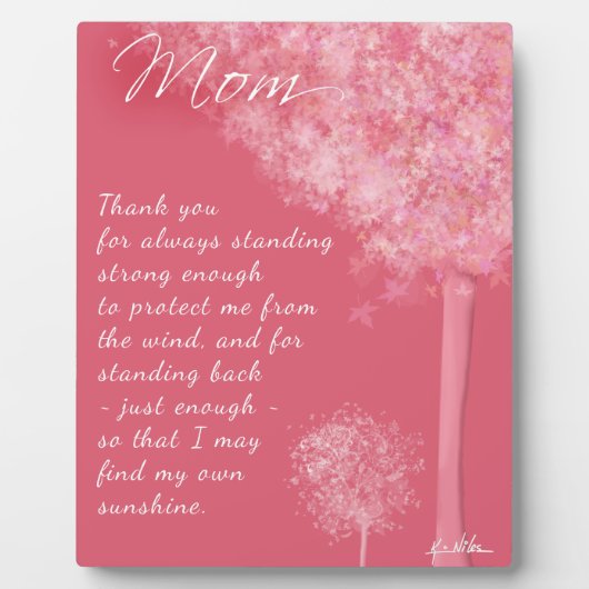 Dank je mama Trees Plaque Fotoplaat (Voorkant)