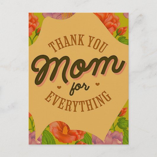 Dank je, mama, voor alles Moederdag Groet Briefkaart (Voorkant)