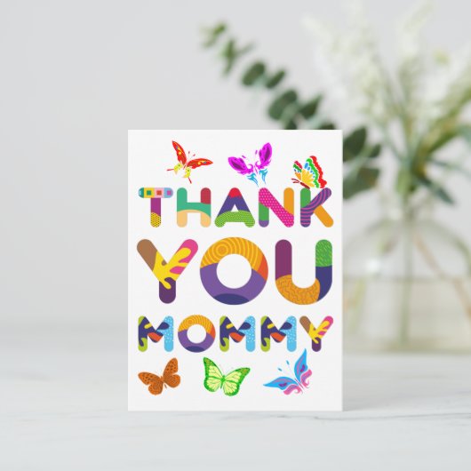 Dank je mamma Kleurrijk Briefkaart (Staand voorkant)