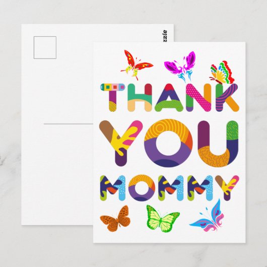 Dank je mamma Kleurrijk Briefkaart (Voorkant / Achterkant)