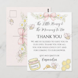 Dank je, mammie wordt bij baby bijenroze strik bab briefkaart