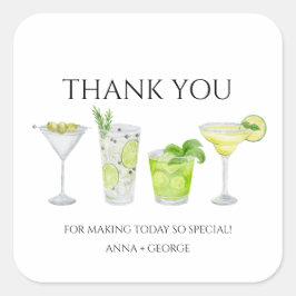 Dank je Margarita Cocktail Bruidsfeest voor koppel Vierkante Sticker
